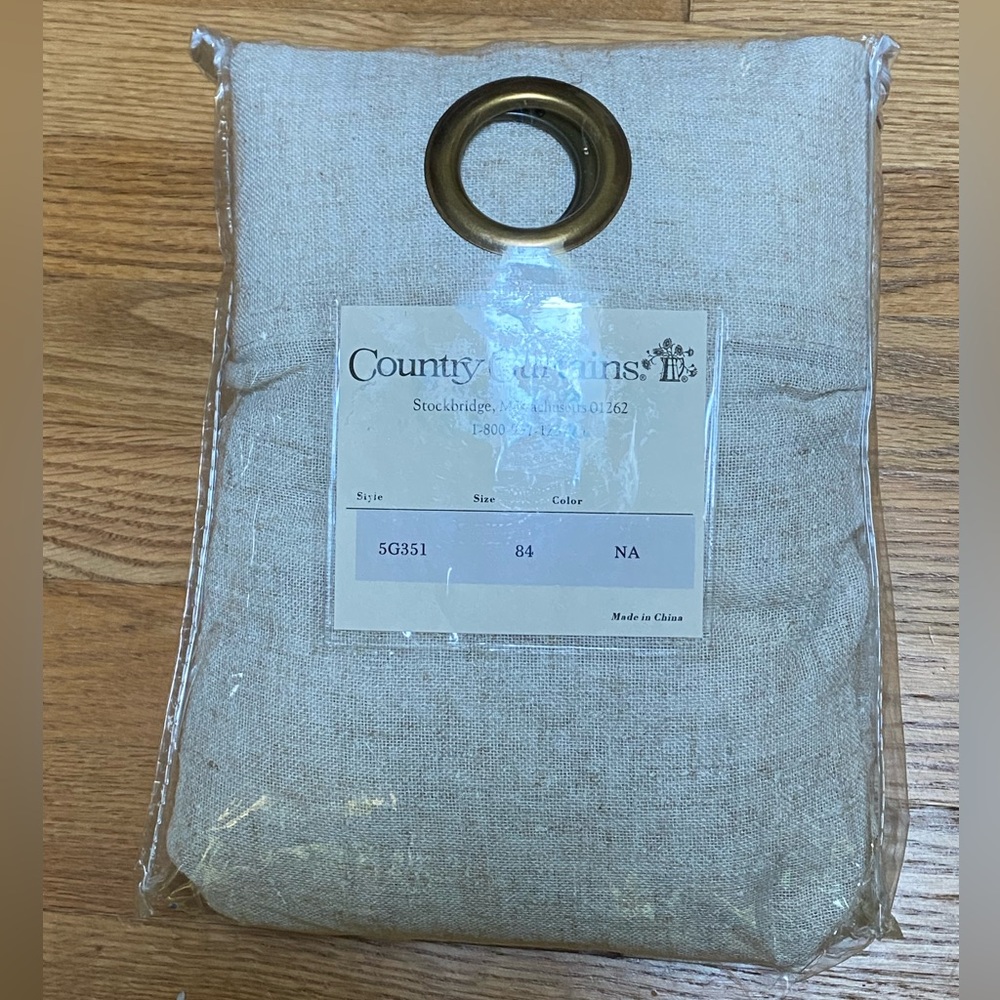 Pair COUNTRY CURTAINS BRAND Grommet Top Linen Blend Panel 84x52 Ecru/Oatmeal NEW